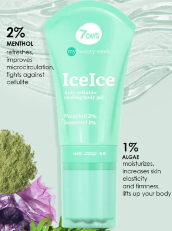 7DAYS My Beauty Week Anti-cellulite cooling body gel with massage function, menthol 2% + seaweed 1% Ice Ice, 130 ml - Image 3