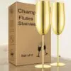 Elegant Stainless Steel GOLD Champagne Glasses – Set of 2 (280ml)