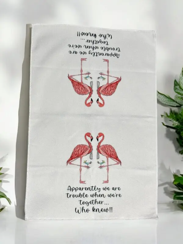 Decorative/Face Towel - Flamingos – Trouble Together! - Image 3