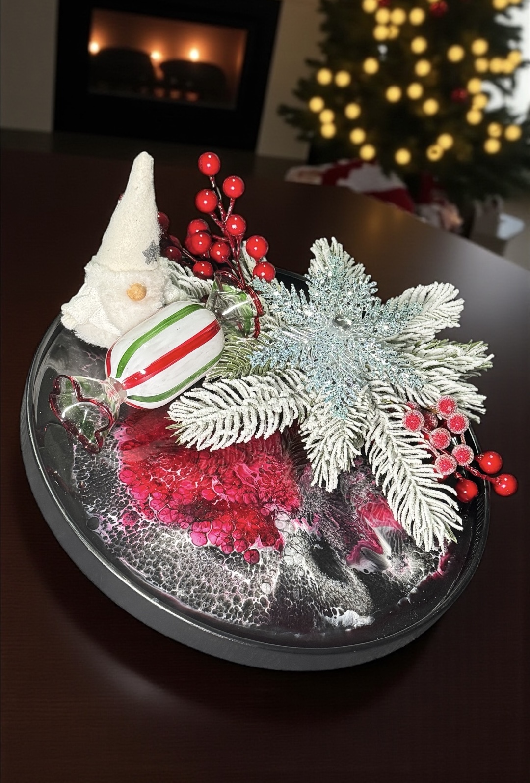 Frosted Fairy Tale” – 30 cm Handmade Christmas Tray - Image 3