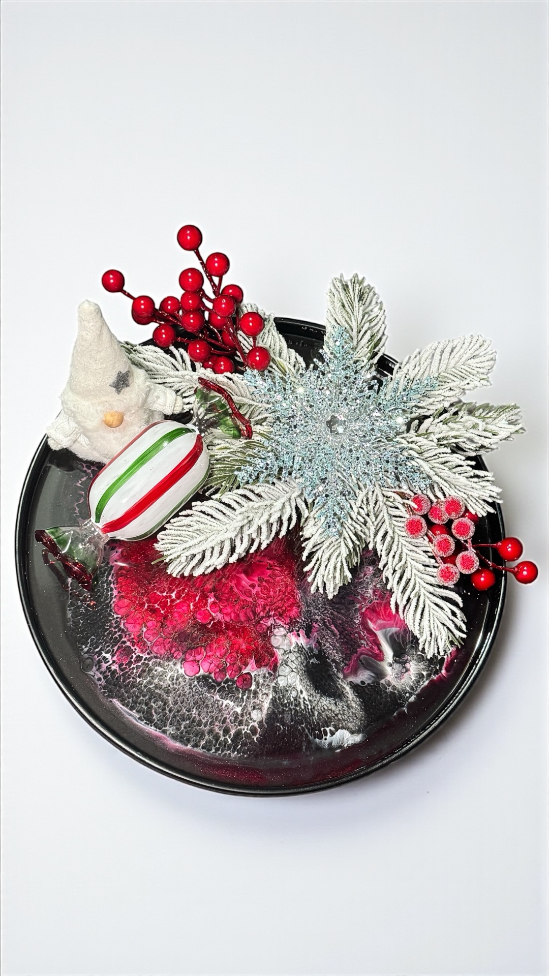 Frosted Fairy Tale” – 30 cm Handmade Christmas Tray