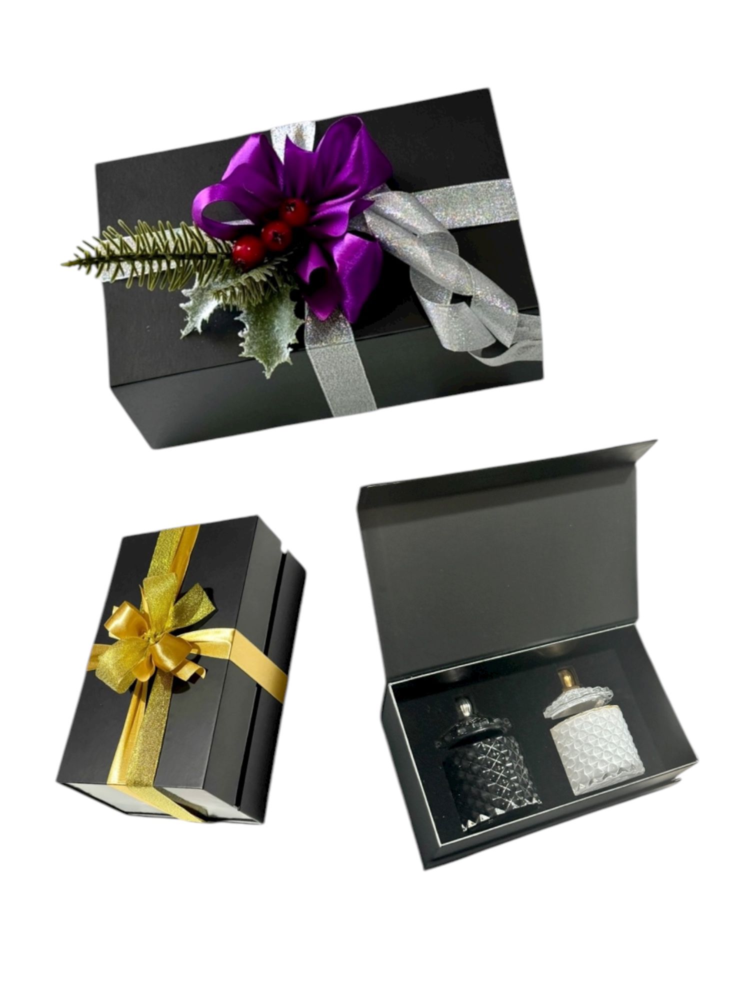 Luxury Magnetic Gift Box “Baby Diamond Cut” (fits 2 candles, 100g each)